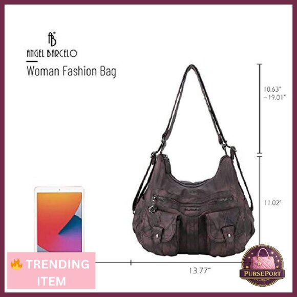 Soft Leather Multifunctional Hobo Backpack Crossbody Bag with Pockets - Picture 4 of 8